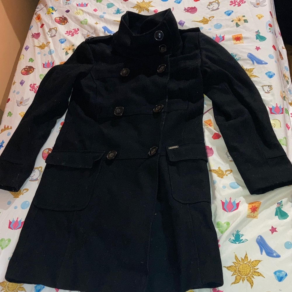 Elegant Black Double-Breasted Trench Coat